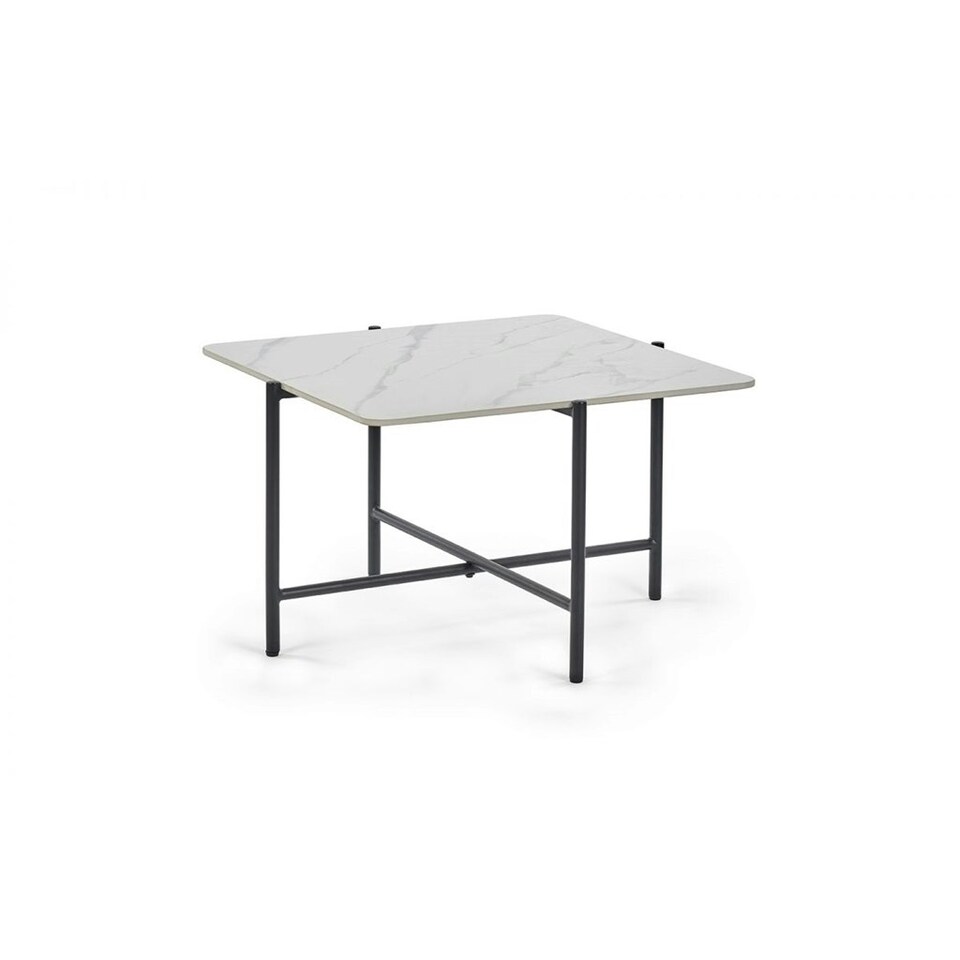 image 1 of White Marbled Top Coffee Table | White | White