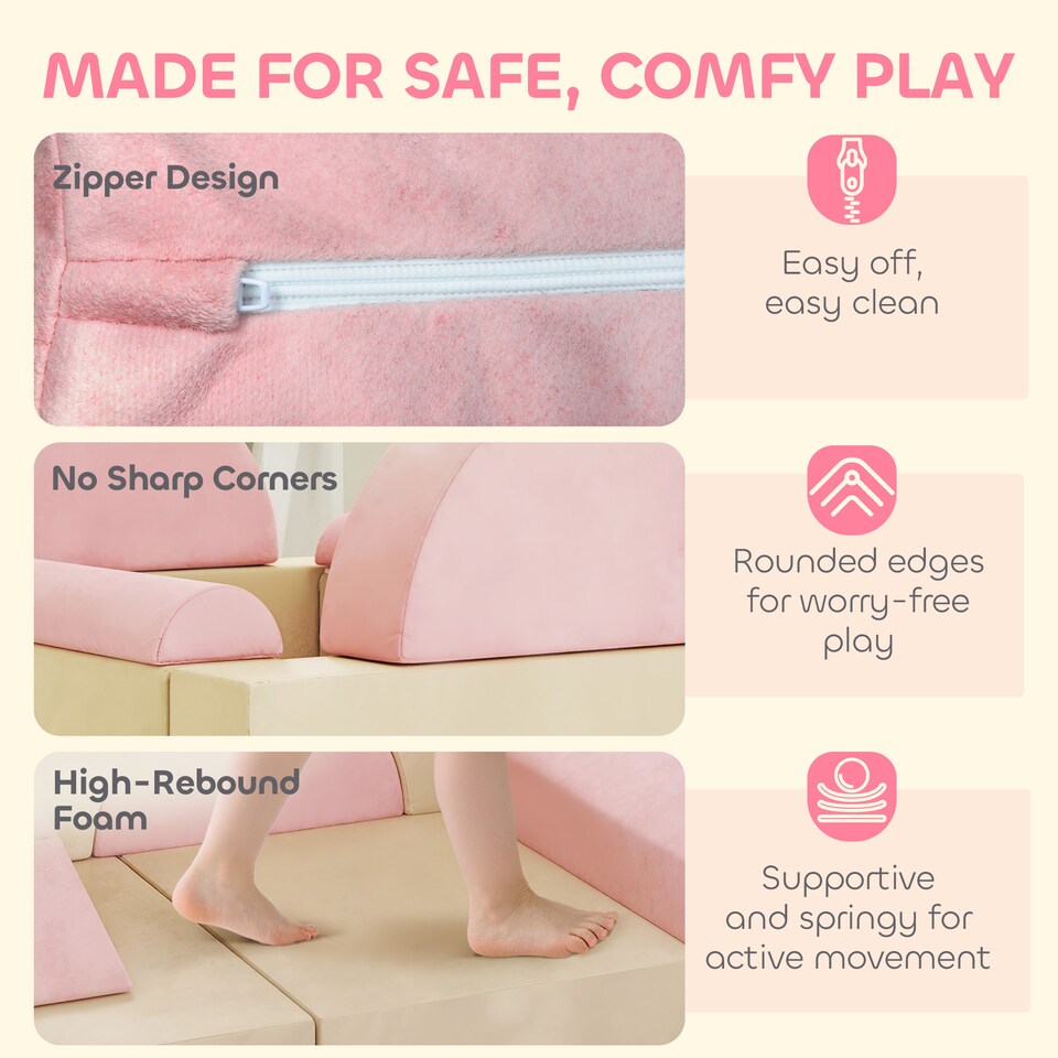 image 1 of AIYAPLAY Kids Play Sofa, 12 Pieces Foam Modular Convertible Sofa
