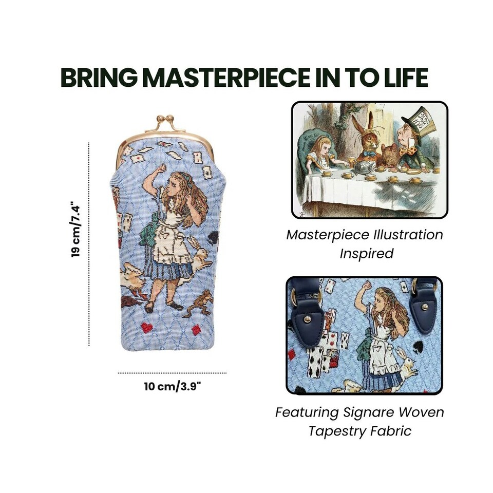 image 1 of Signare Protective Glasses Pouch Case - Alice In Wonderland Nothing But Cards Blue