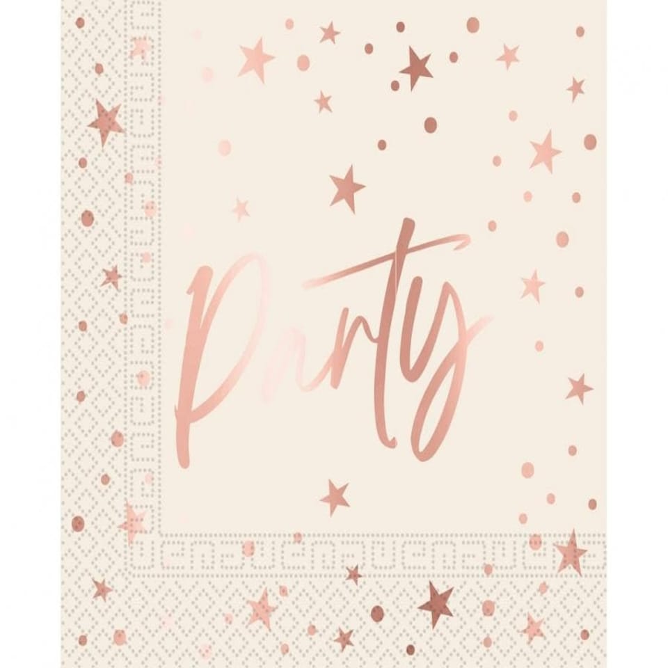 20PK 33cm ROSE GOLD PARTY PAPER NAPKINS - Birthday Themes - 96631 N/A