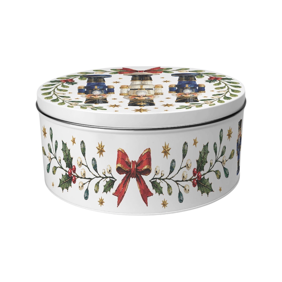 image 1 of Festive Nutcrackers Large Round Christmas Cake Tin
