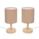 image 1 of ValueLights Nelly Pair of Natural Shade with Wooden Base Bedside Table Lamps