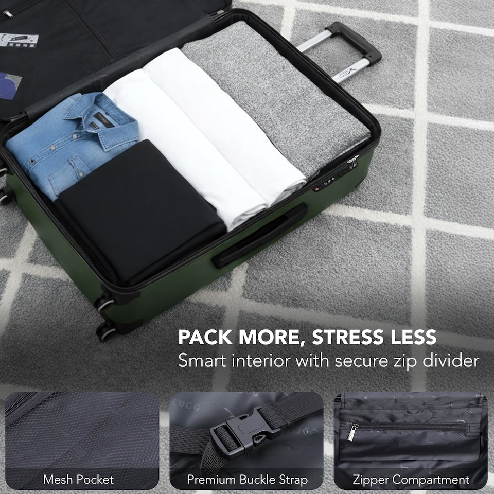 image 1 of Lugg Jetset Lightweight Hard Shell Suitcase ABS 4 Wheels TSA Lock (75x49x29cm)