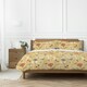 image 1 of Copenhagen Home Olia Floral Print Ochre Reversible Duvet Cover and Pillowcase Set - King Size