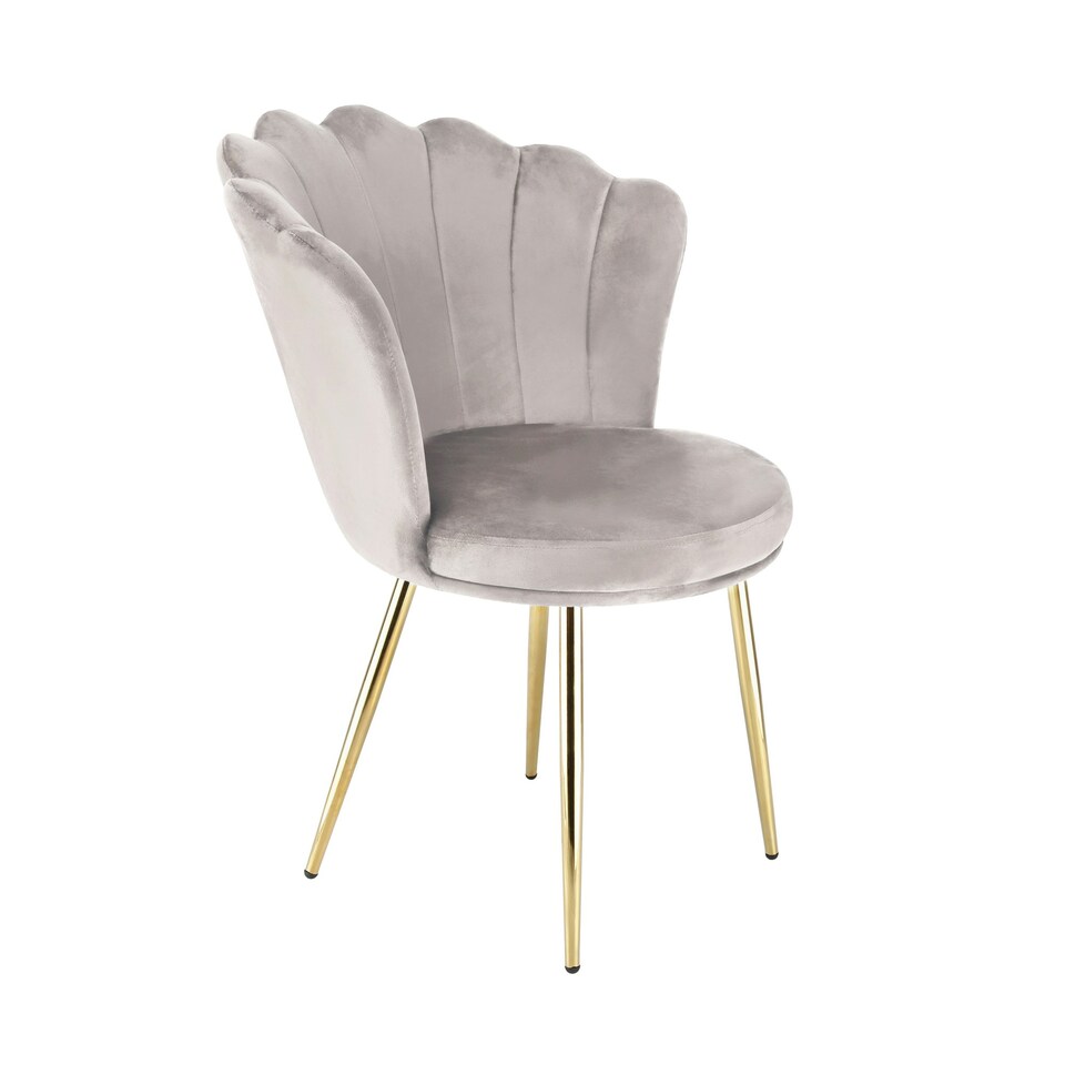 image 1 of FREYA Petal Chair Velvet Upholstered Fabric - Taupe Grey | Taupe