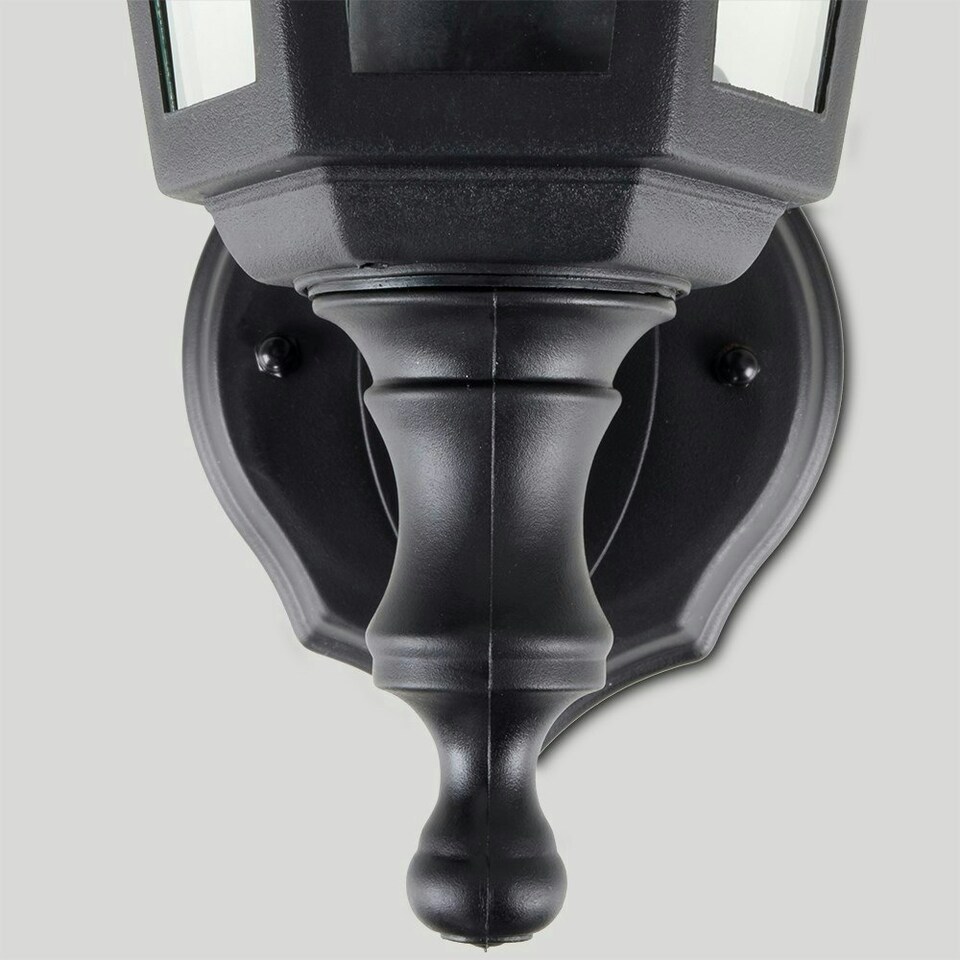 image 1 of ValueLights Black Outdoor Wall Lantern with 6W Warm White Bulb Black