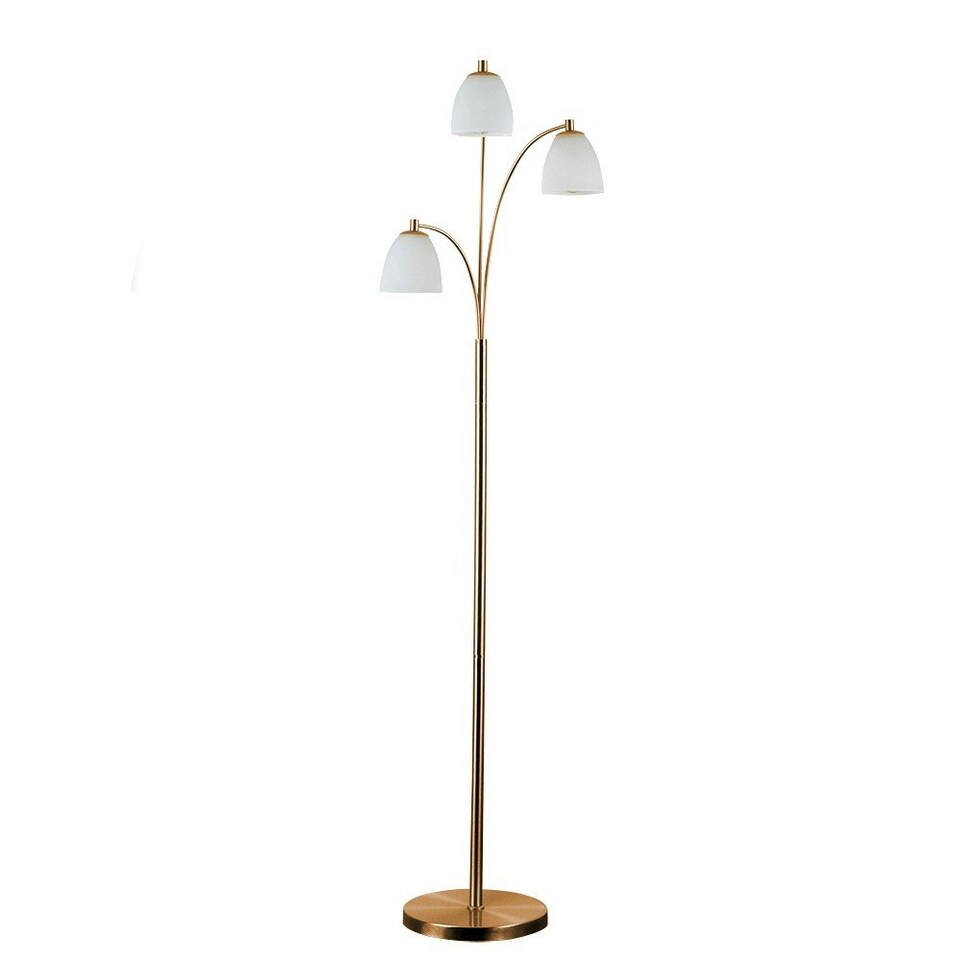 image 1 of ValueLights Dantzig Polished Copper Floor Lamp with White Dome Shade and E14 Golfball LED 4W Warm White 2700K Bulb