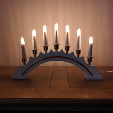 42cm Premier Christmas Candlebridge with 7 Bulbs in White Mains Powered