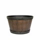 image 1 of APTA Oban Dark Oak Whiskey Barrel Flower Pot 33cm Lightweight Recycled Plastic Planter, UV Resistant & Frostproof