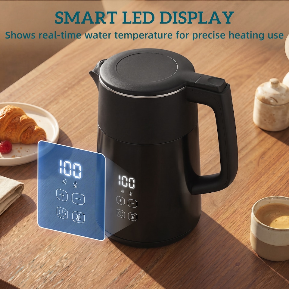 image 1 of HOMCOM 1.7L Fast Boil 3000W Electric Kettle with LED Display