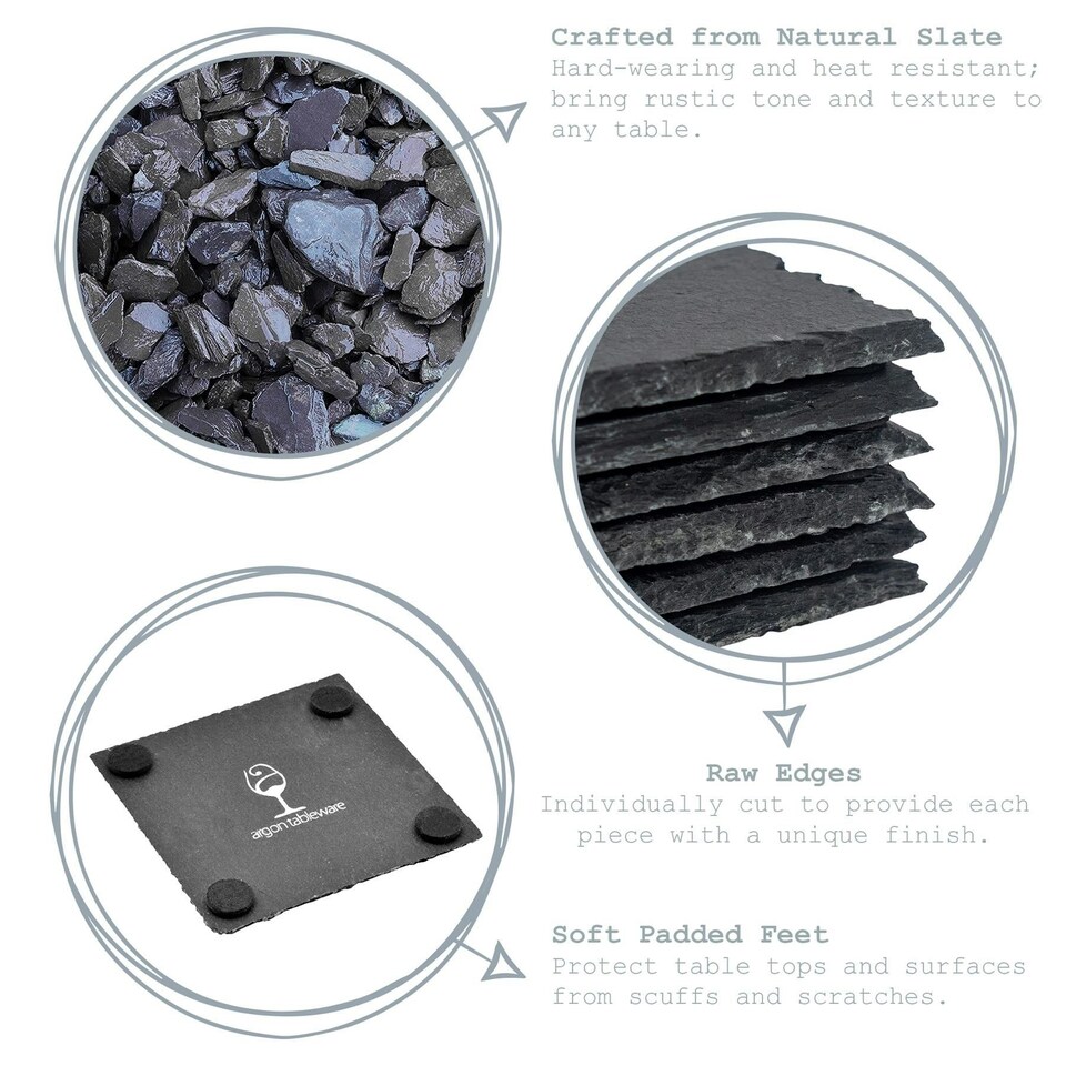 image 1 of Argon Tableware Heart Slate Coasters - 10cm - Pack of 12