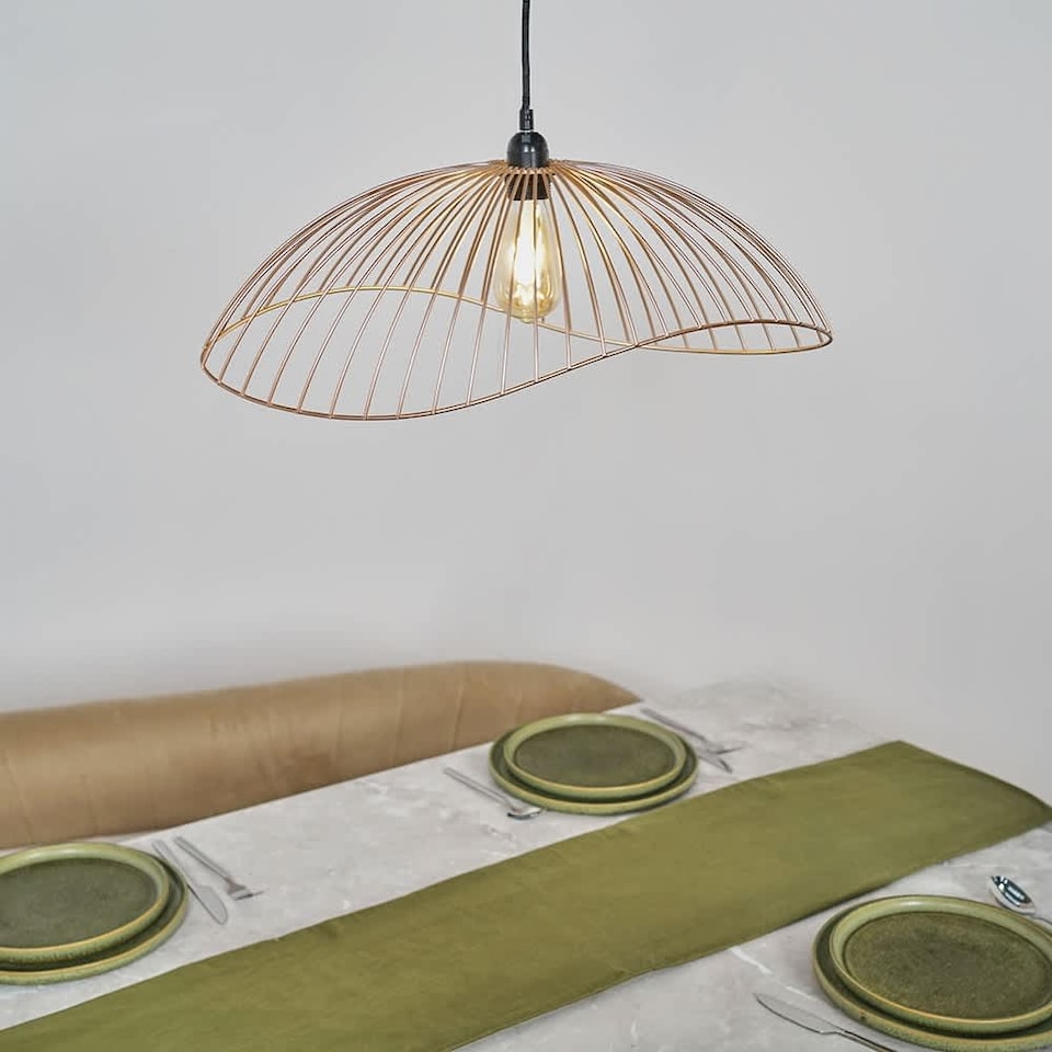 image 1 of ValueLights Covelas Painted Copper Ceiling Pendant Shade & Bulb | Copper