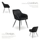 image 3 of Chair Marilyn - velvet look, quilted, continuous backrest, slim steel legs - Set of 2 Black | Black/Black