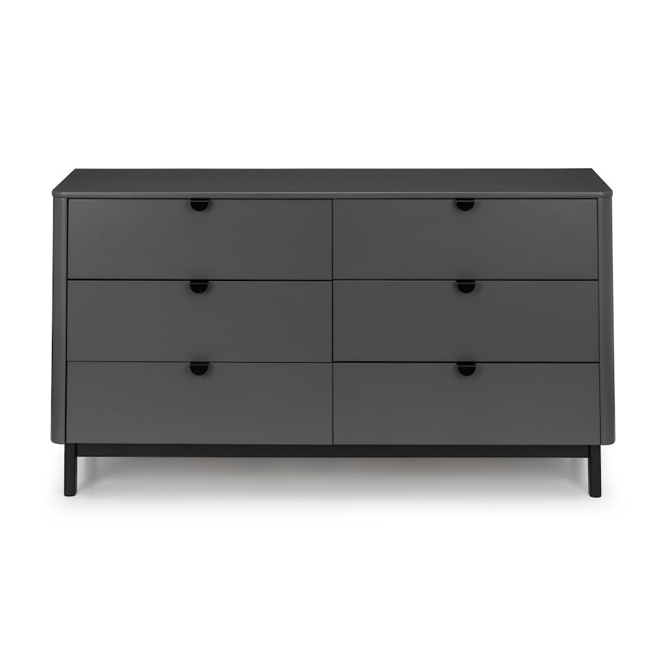 image 1 of Premium Nova 6 Drawer Wide Chest - Storm Grey & Black