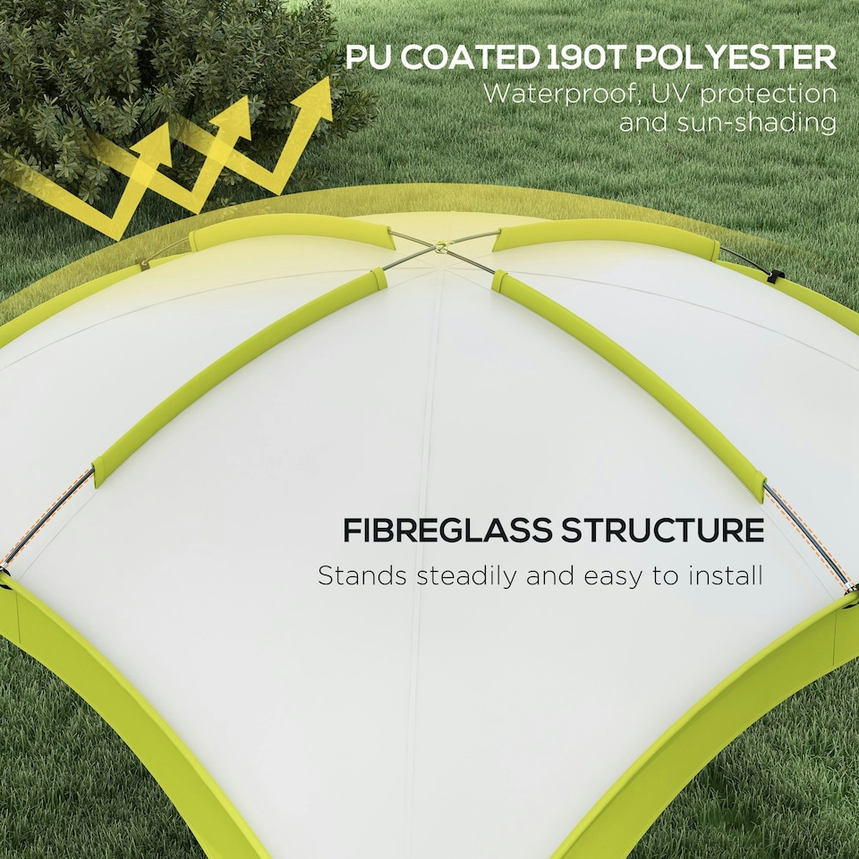 image 1 of Outsunny Outdoor Gazebo Event Shelter Party Tent for Garden Green
