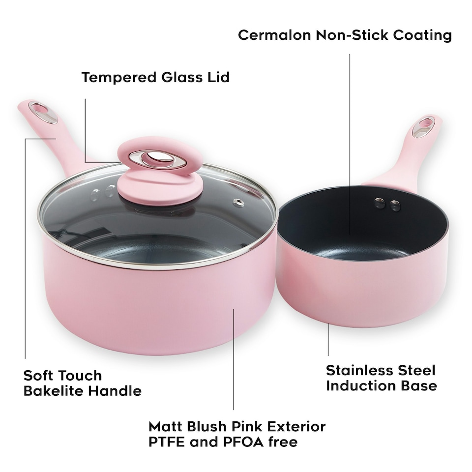 image 1 of Cermalon Blush Pink Non Stick 5 Piece Cookware Set