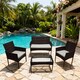 image 2 of Alivio 4 Piece Rattan Sofa Set Patio Furniture with Coffee Table Weather Resistant UV Protected Cushions for Indoor Outdoor Use | Brown | 1