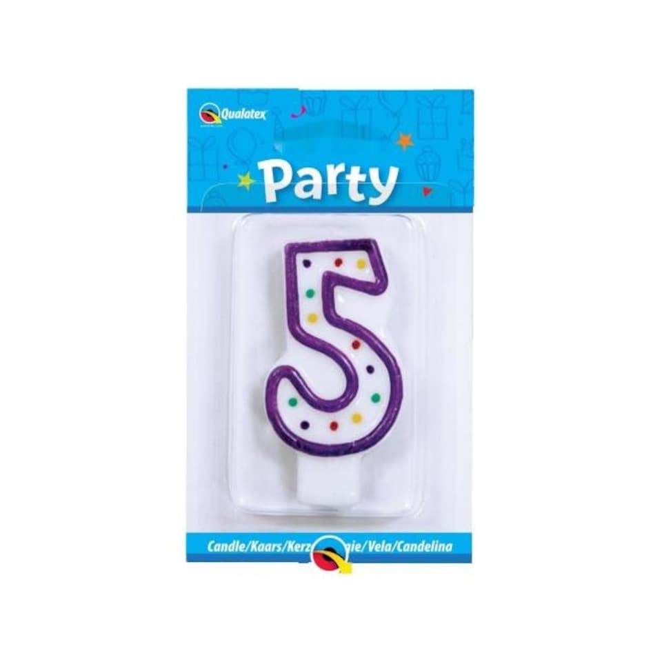 Qualatex Polka Dot 5th Birthday Candle - Multicoloured - One Size