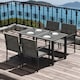 image 2 of Outsunny 4 Seater Rattan Dining Set with Rectangular Glass Top Table and 4 Armchairs, PE Rattan Garden Furniture Set, Outdoor Dining Table and Chairs for Patio, Balcony, Terrace, Grey