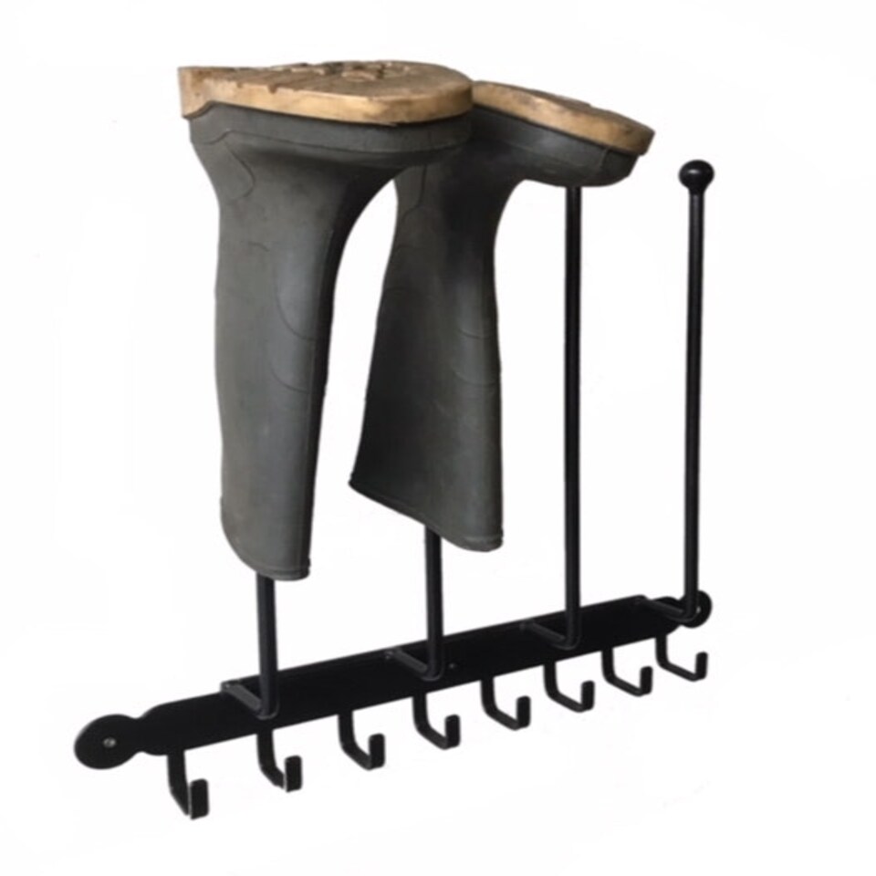 image 1 of Wall Fixing Boot Rack - Steel Wellie Stand - Steel - L7.6 x W36.8 x H53.3 cm - Black Black