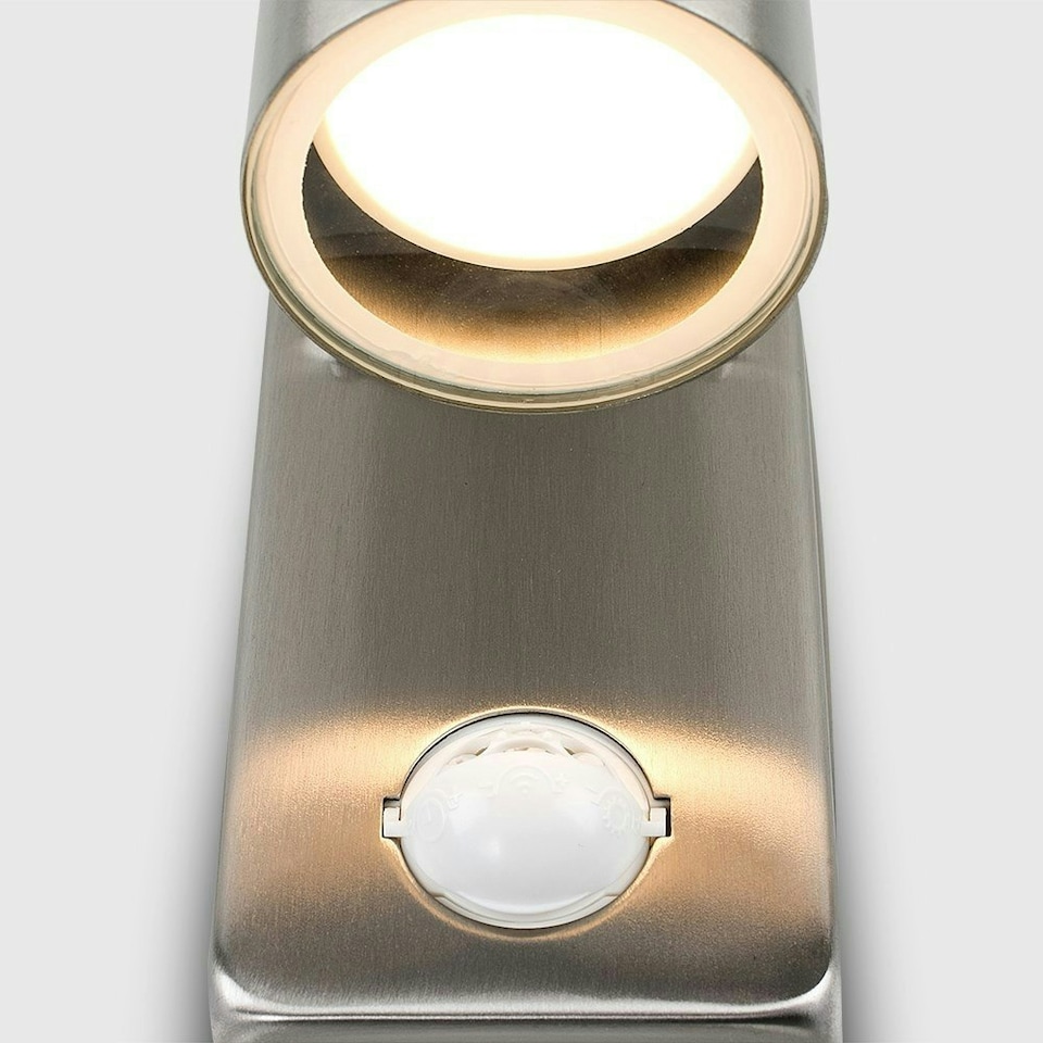 image 1 of ValueLights Up Down Brushed Silver Wall Light and GU10 Spotlight LED 5W Cool White 6500K Bulb Chrome
