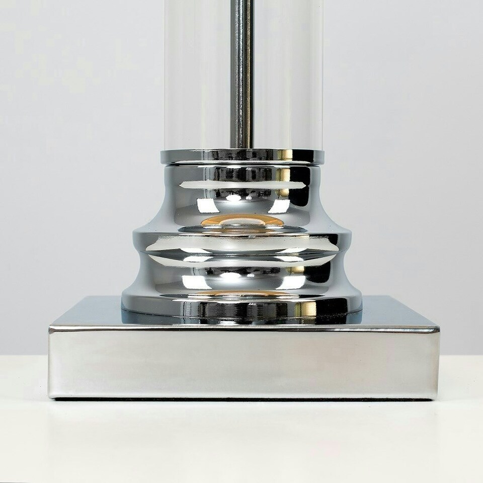 image 1 of ValueLights Silver Modern Clear Glass Touch Table Lamp With White Shade