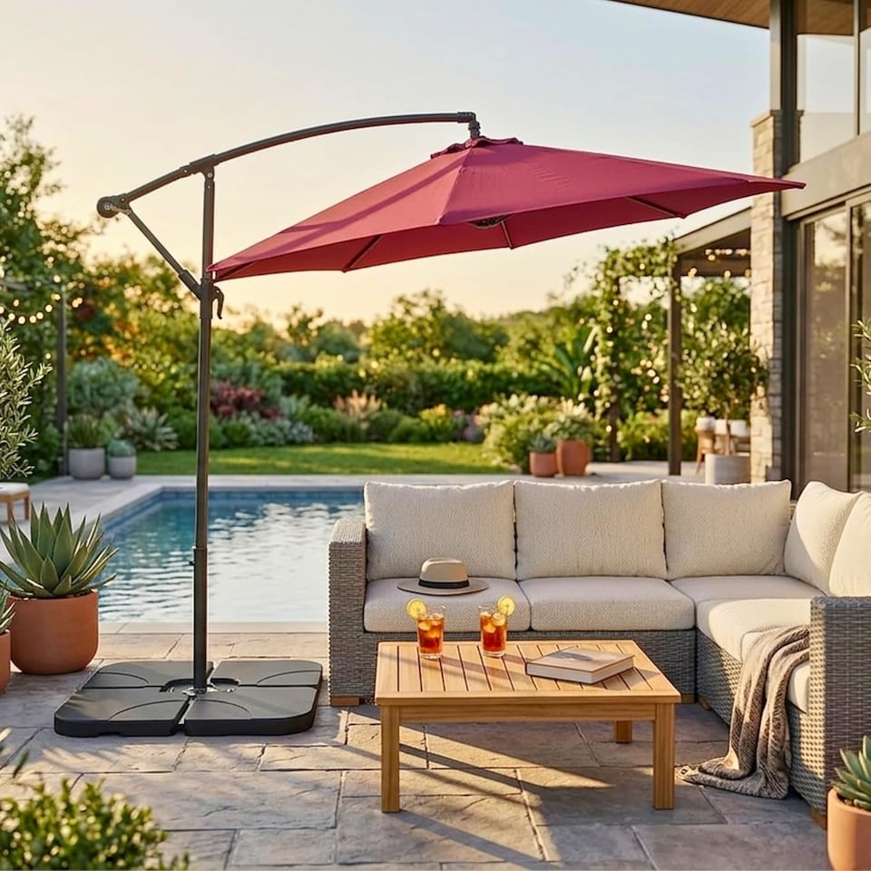 image 1 of 4Pcs Parasol Weights Cantilever Parasol Base Fillable Hanging Banana Umbrella Stand for Outdoor Patio Offset Garden Parasols