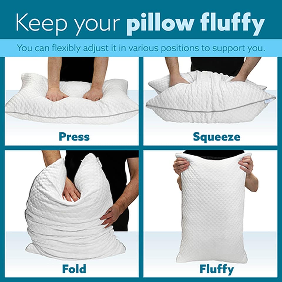 image 1 of Aamira Cooling Memory Foam Pillow Adjustable Orthopaedic Support Washable Cover 2 Pack | White | White | Twin Pack | 2