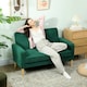image 6 of HOMCOM 2 Seater Sofa, Velvet-Feel Upholstered Loveseat for Small Space, Green | Green