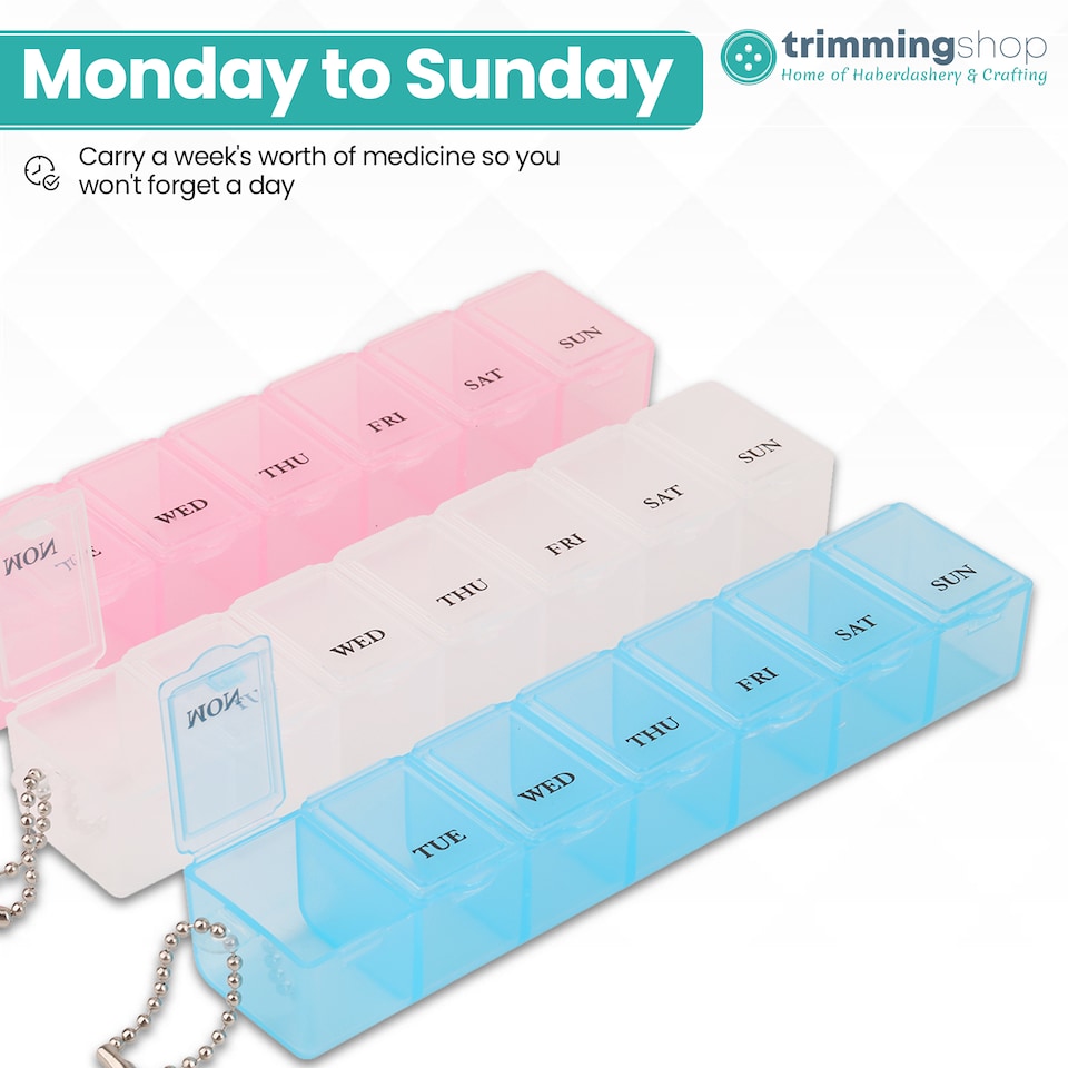 image 1 of 7 Day Single Dose Weekly Pill Organiser Pastel Coloured - 3pcs
