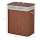 image 5 of HOMCOM 100L Laundry Basket with Lid String Handles, 2 Section Collapsible Hamper Removable Lining Foldable Water-Resistant Dirty Clothes Storage, Brown
