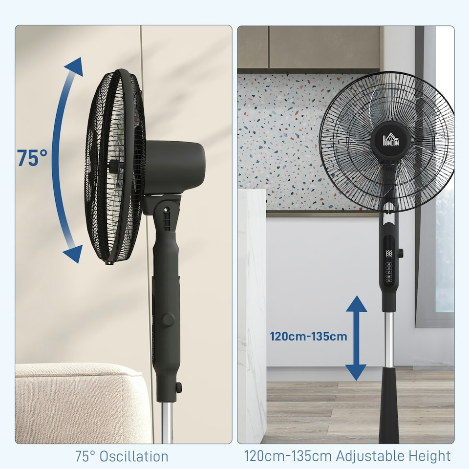 image 1 of HOMCOM Standing Fan with 75 Degree Oscillation Mosquito Repellent Function