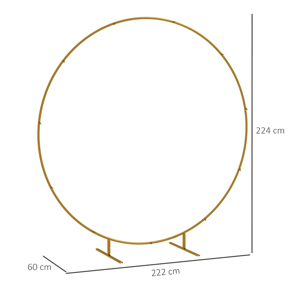 image 1 of Outsunny 222cm Gold Tone Wedding Arch Round Backdrop Stand for Birthday Party | Gold | Gold Tone | 222 x 60 x 224 cm