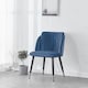 image 2 of Set of 4 Milano Velvet Dining Chairs with Stylish Ribbed Back Design, Black Metal Legs with Silver Tips | Blue | Silver End Tips