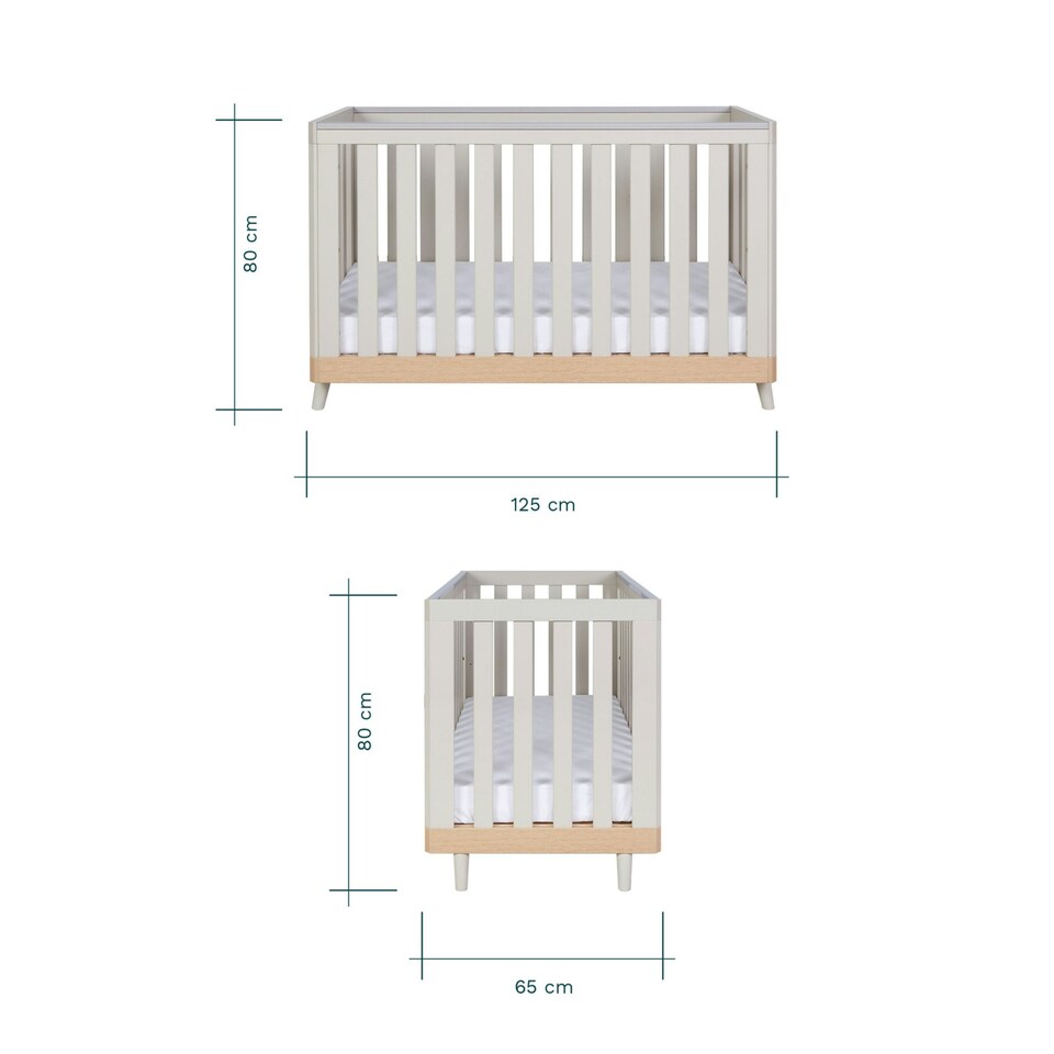 image 1 of Tutti Bambini Hygge Mini Cot Bed - Light Oak/White Sand