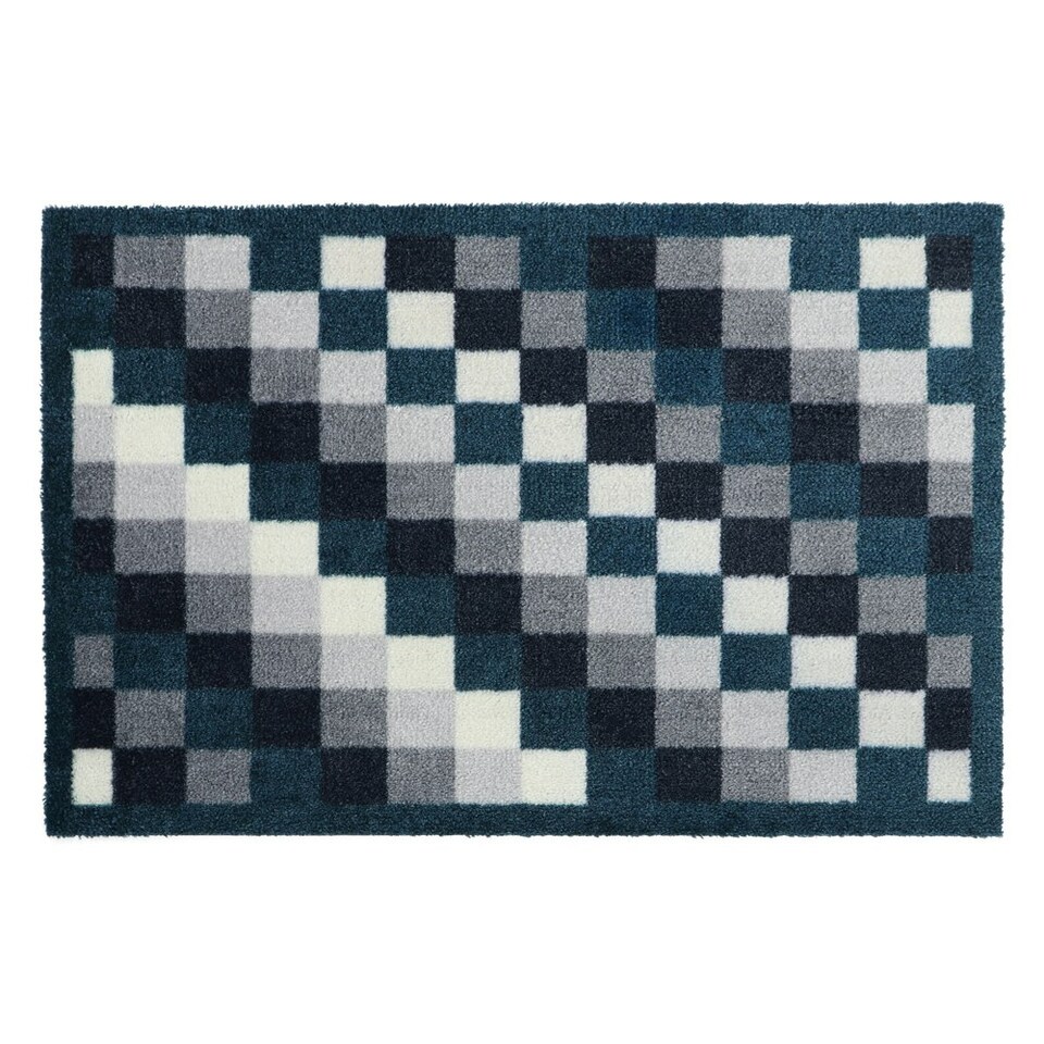 image 1 of JVL Mega Machine Washable Doormat and Runner Set, Pixels