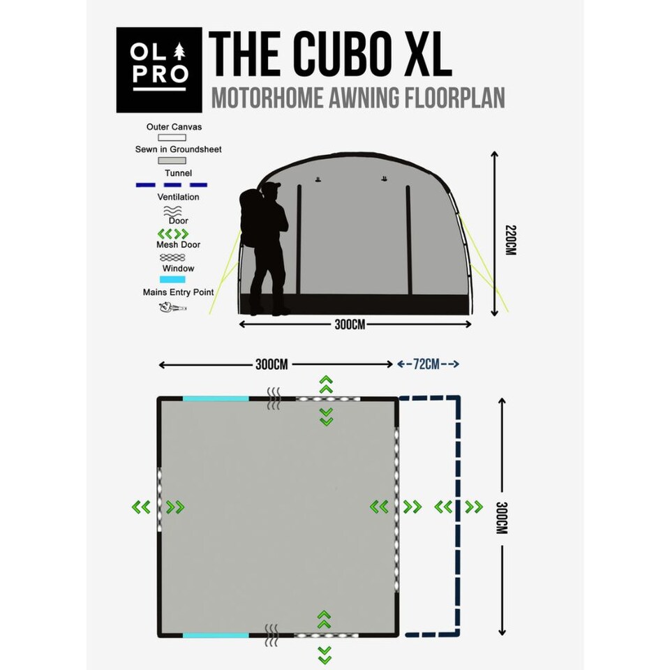 image 1 of Cubo XL Motorhome Awning Drive-Away - Tall for vehicles up to 2m