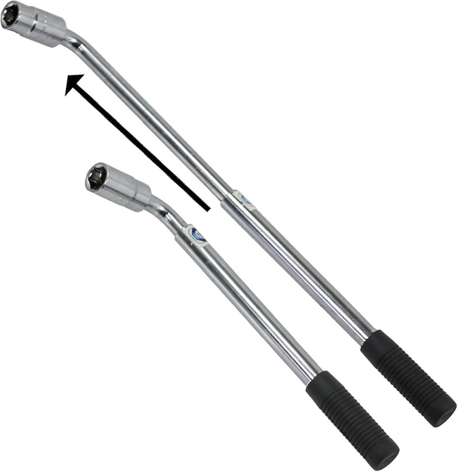 image 1 of SPARES2GO Extendable Wheel Nut Socket Wrench 17mm 19mm Brace Breaker Power Bar 1/2" dr