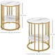 image 3 of HOMCOM Round Coffee Table Set of 2, Marble-Effect Side Tables with Storage Open Shelf and Steel Frame for Living Room, Bedroom, Gold Tone | Gold