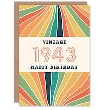 Vintage Retro Him Her Rainbow Born 1943 Aged 82 Years Old 82nd Birthday Card