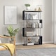 image 7 of HOMCOM S Shape Bookcase, 5 Tiers Bookshelf, Modern Freestanding Storage Shelf for Home Office, Study, Living Room, 80 x 30 x 145cm Black