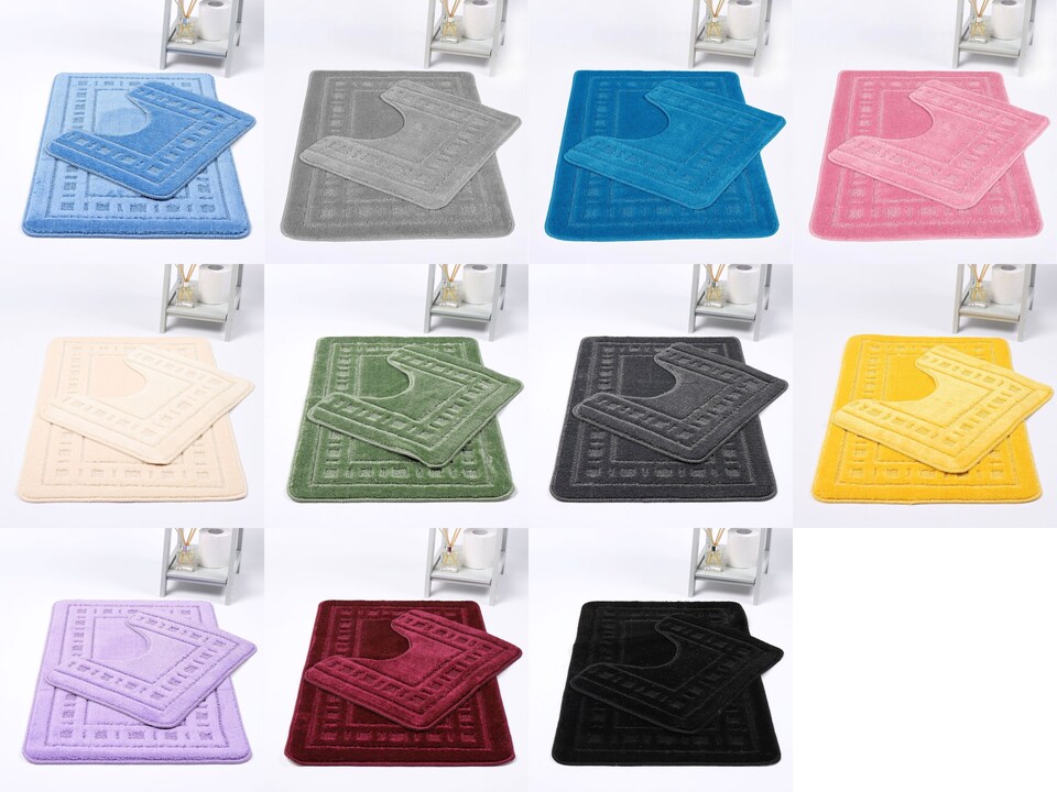 HOMES-LINEN Diem 2 Piece Bath Mat & Pedestal Set Non Slip Extra Absorbent Bathroom Toilet Rug Bath Mats Set | Pink | Pink
