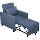 image 1 of HOMCOM Convertible Single Chair Bed with Upholstered Fabric, Blue Blue | Blue