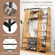 image 4 of COSTWAY 5-in-1 Entryway Bench Industrial Coat Rack with 9 Hooks Brown | One Size