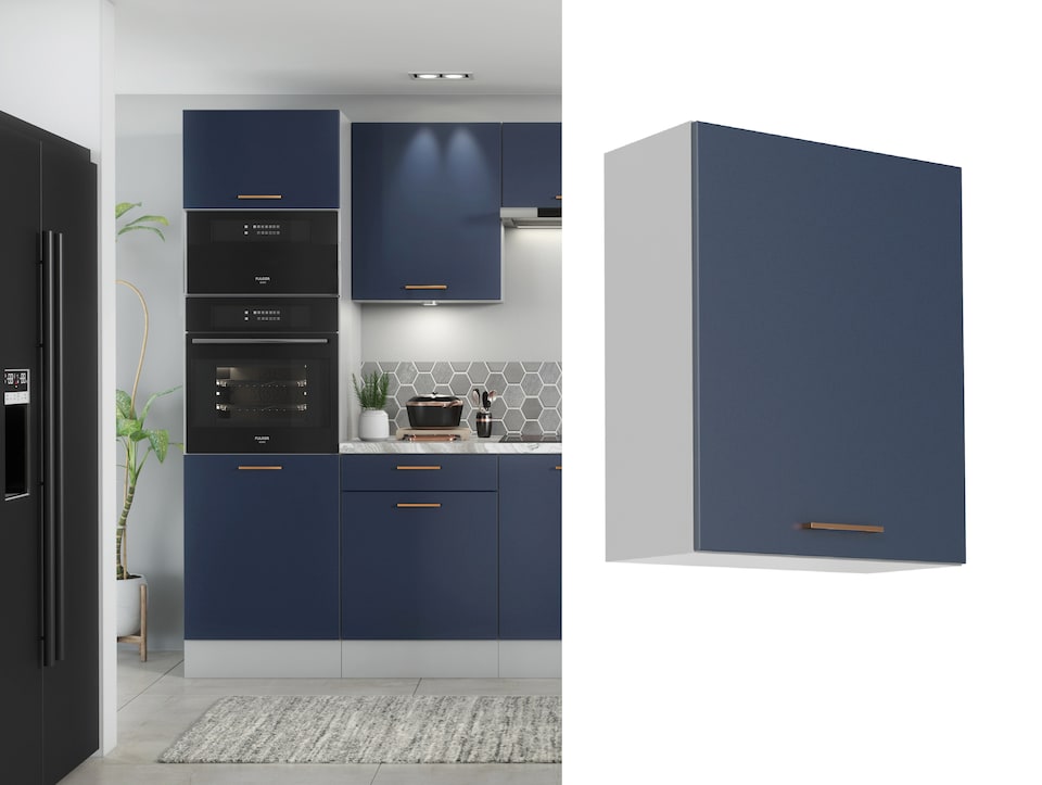 image 1 of Nora Kitchen Wall Cabinet Cupboard Unit - Navy Blue W304xH720mm