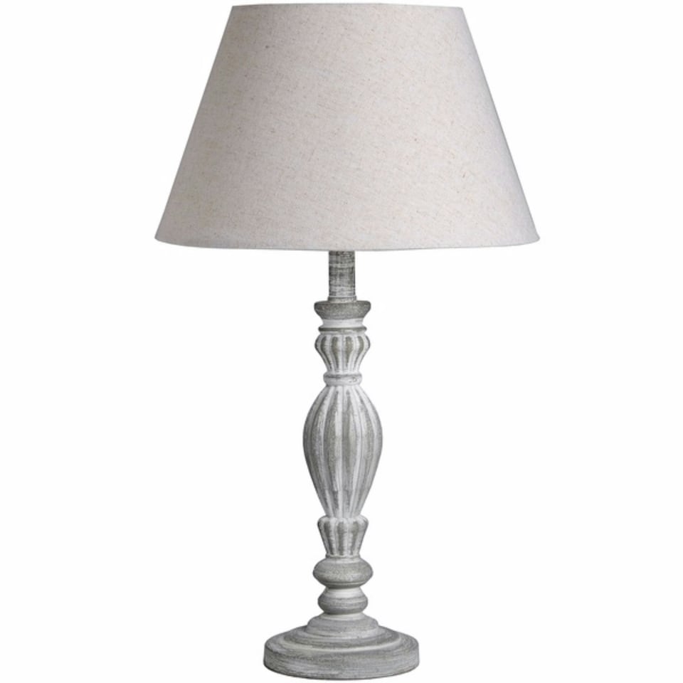 Hill Interiors Aegina Table Lamp (UK Plug) - Light Grey/Beige - One Size