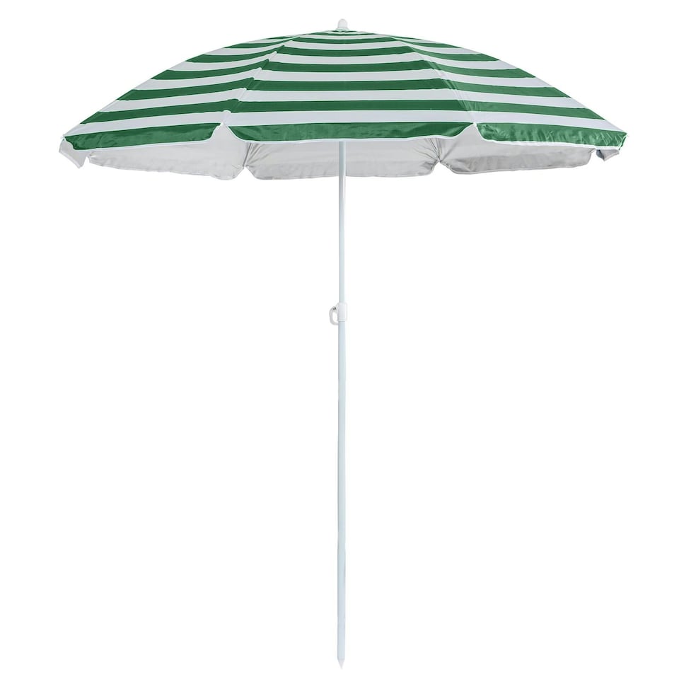 image 1 of Harbour Housewares Metal Beach Parasol - 1.8m  - Green Stripe Multi