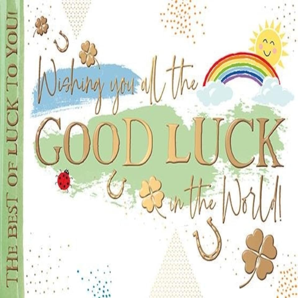 Words 'n' Wishes Male/Female Good Luck Card - 'Best of Luck To You!' Rainbow, Multi-Coloured, Made in the Uk