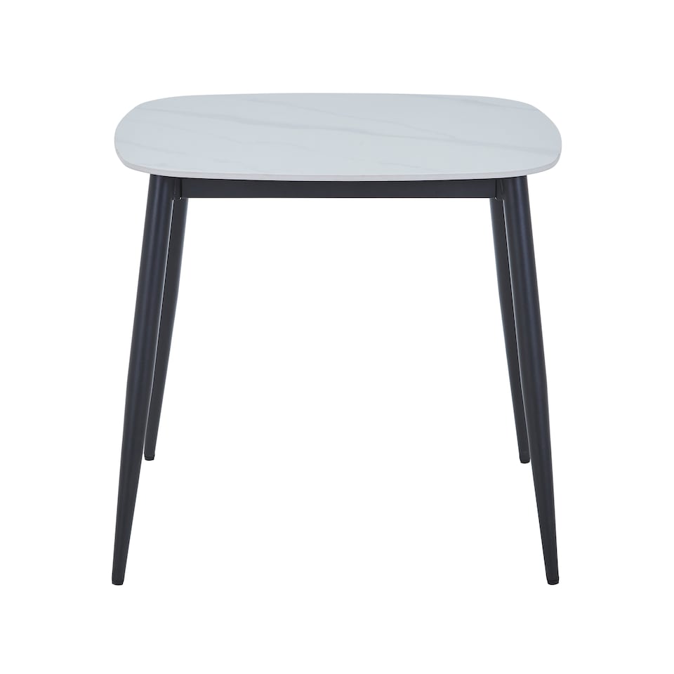 image 1 of Aspen Square Dining Table - Compact Table with Wood-Effect or Sintered Stone Top and Black Tapered Legs | White | White | Small | 1