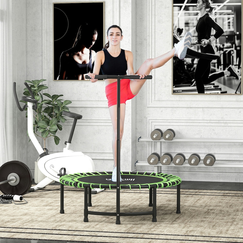 image 1 of HOMCOM Trampoline Outdoor Bouncer Jumper Adjustable Handle, Green